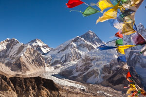 Mt Everest and prayer flags